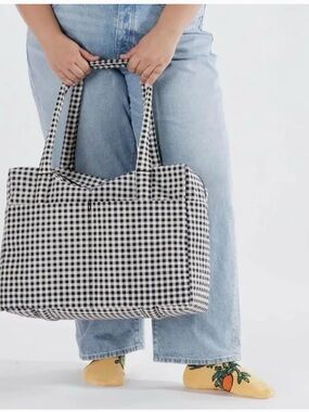 NYT BAGGU Cloud Carry-On Black and White Gingham